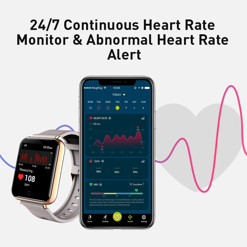 Heart Rate Monitor Rohs Fc Ce Smart Watches Ecg Smartwatch Bluetooth Bracelet Fitness Track