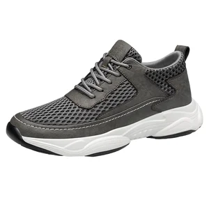 Men's Sneakers Breathable Lightweight Genuine Leather Height Increase Insoles 6cm Adjustable Lifts Mesh Lining Spring Summer