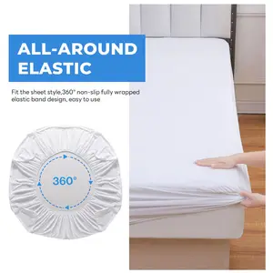 70% Bamboo 30% Polyester Waterproof Hypoallergenic Anti-Dust Mite Antibacterial Breathable Bed Cover Mattress Protector for