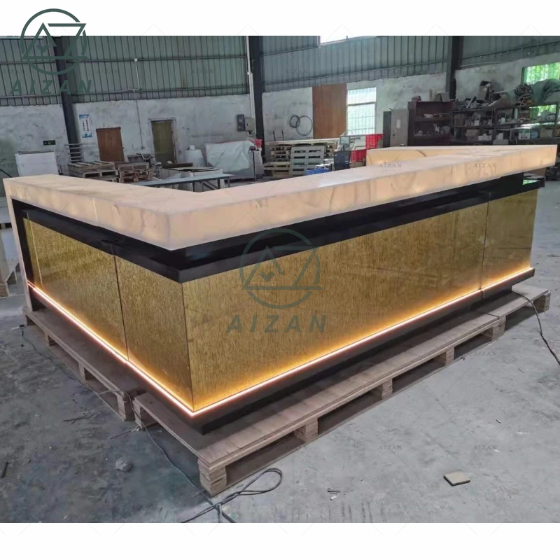 Customized Bar Counter L Shape Modern Home Bar Counter Set with Storage ...