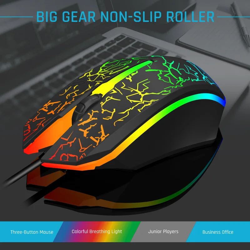 Original logo Four-in-One LED Wired Gaming Keyboard Mouse Mice Combo with Headset and Pa aperçu 5