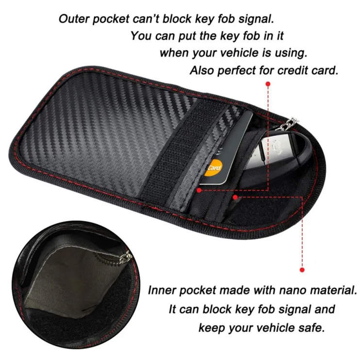 Car Key Signal Blocker Case Faraday Cage Fob Pouch Keyless RFID Blocking Bag