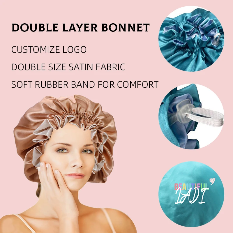 Factory Selling Reversible Silk Custom Logo Sleep Night Cap