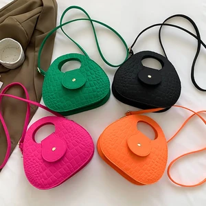 New Korean Style Mini Shoulder Messenger Bag for Women Vintage Embossed Crocodile PU Candy Felt Handbag Fashion Lady's Accessory