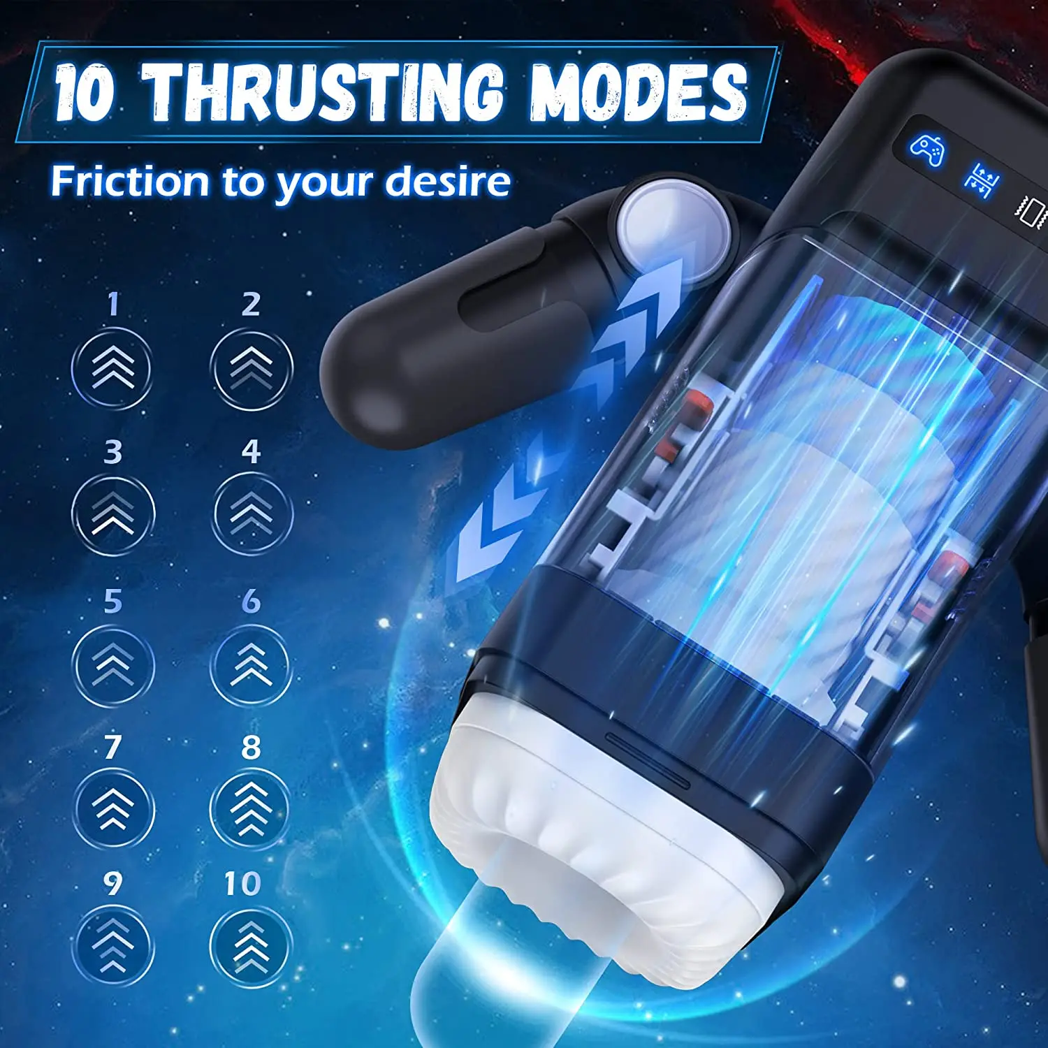 Masturbador Automático Masculino com 10 Funções de Vibração e Aquecimento,  Brinquedos Sexuais para Homens