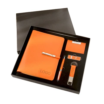 Luxury Packaging Corporate Gift Set with Notebook Ballpen Card Holder USB Flash Drive & Card Holder Custom Logo