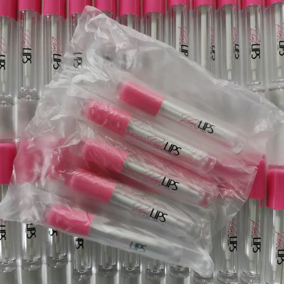 8ml White Nude Big Brush Lip Gloss Wand Tubes Round Lip Gloss Tube