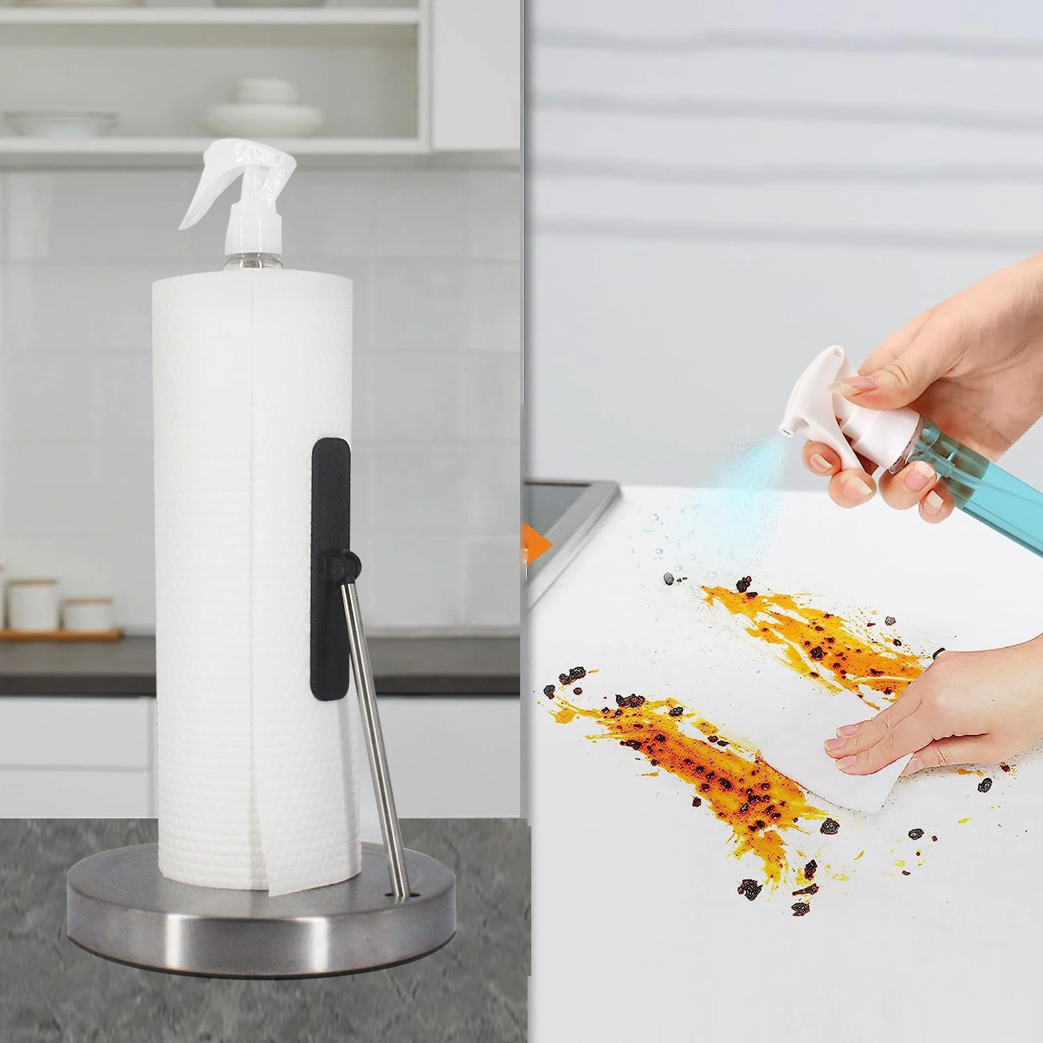 Tissue Roll Holder Dispenser Stainless Steel Countertop Toilet Paper Towel  Holder Stand with Spray Bottle for Accesorios De Bano
