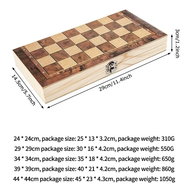 Backgammon Checkers Travel Group Game Chess Chessboard Game Chess Set High Quality Wooden Three in One Portable Folding 3 in 1