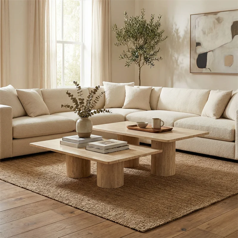 product nature stone myra beige travertine modern coffee  tea table for living room and dining area-6