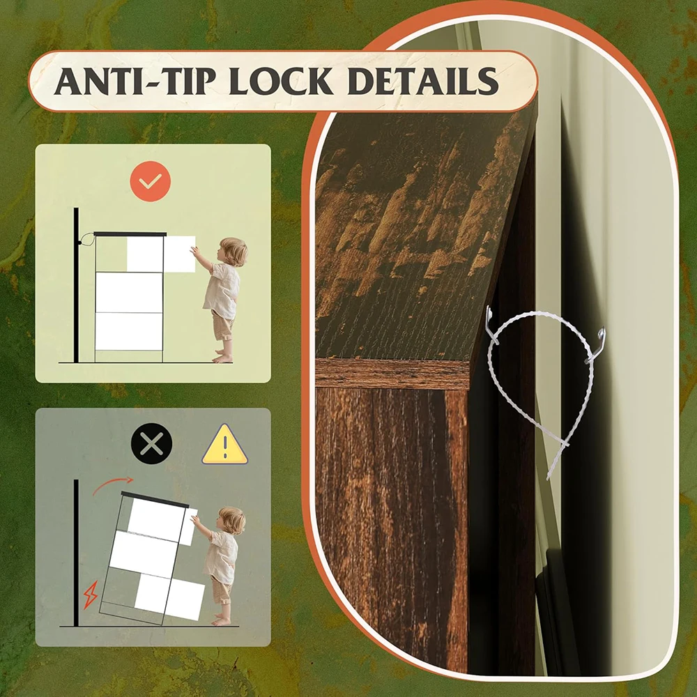 product modern wood dresser with 4 drawers tall sturdy metal frame wooden chest for bedroom  living room brown oak-7