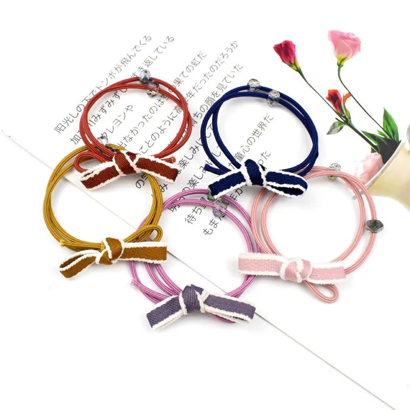 Japan And South Korea Small Fresh Fabric Ribbon Hair Ring Crystal Hair Rope Adult Female Leather Case Girl Heart Jewelry Head Ro Buy Product On Alibaba Com