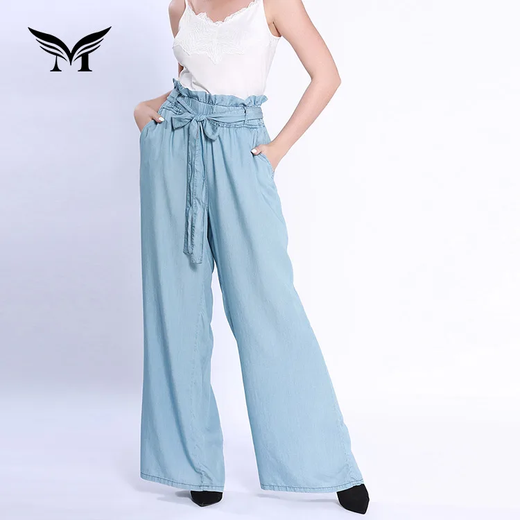 Made in China Custom Soft Holiday Wide Leg Side Pocket Flapper High Waisted Trousers Pants for Women