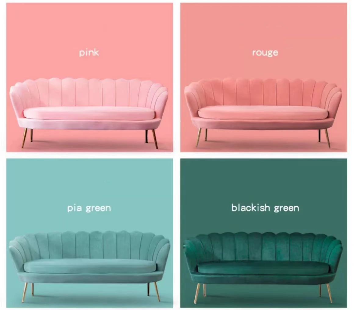 Best-Selling Two-Seater Luxury Living Room Furniture Novel Velvet Metal Leg Sofa Set Lazy Sectional Couch details