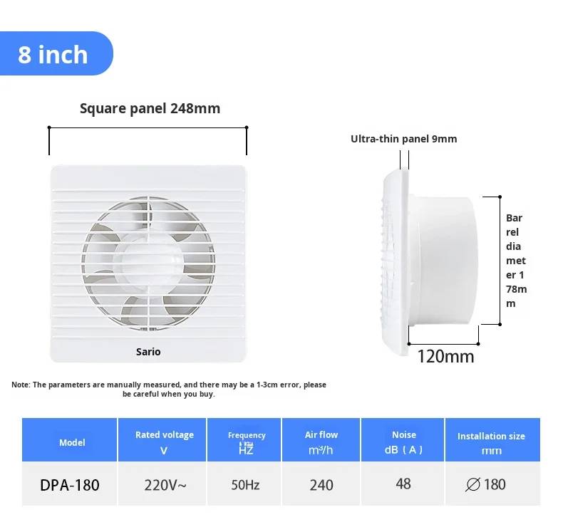 Axial Flow Ventilation Fan, 4inch, 6inch, 8inch, Plastic - detail 18