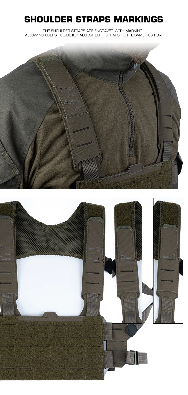 Taktische K-Modular-Brusttasche mit Schultergurten, atmungsaktives Mesh-Gewebe, passend für K-Z Airsoft Placard Admin Pouch – Detail 4