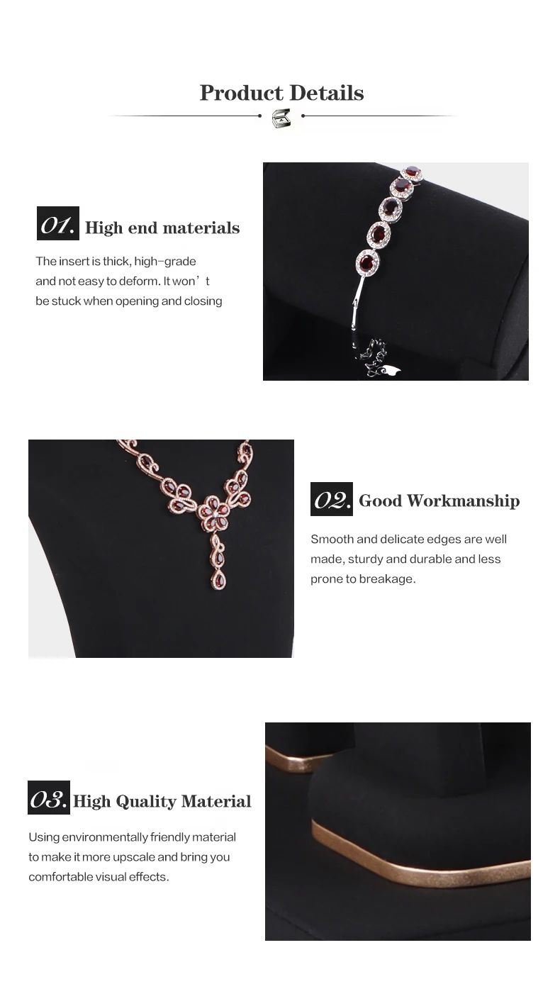 Luxury Suede Jewelry Display Wooden Jewelry Display Stand Gold For