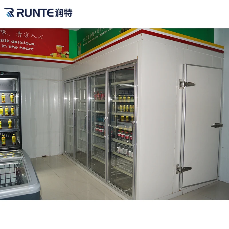 Glass Door Walk in Cooler for Supermarket With Back Loading Room
