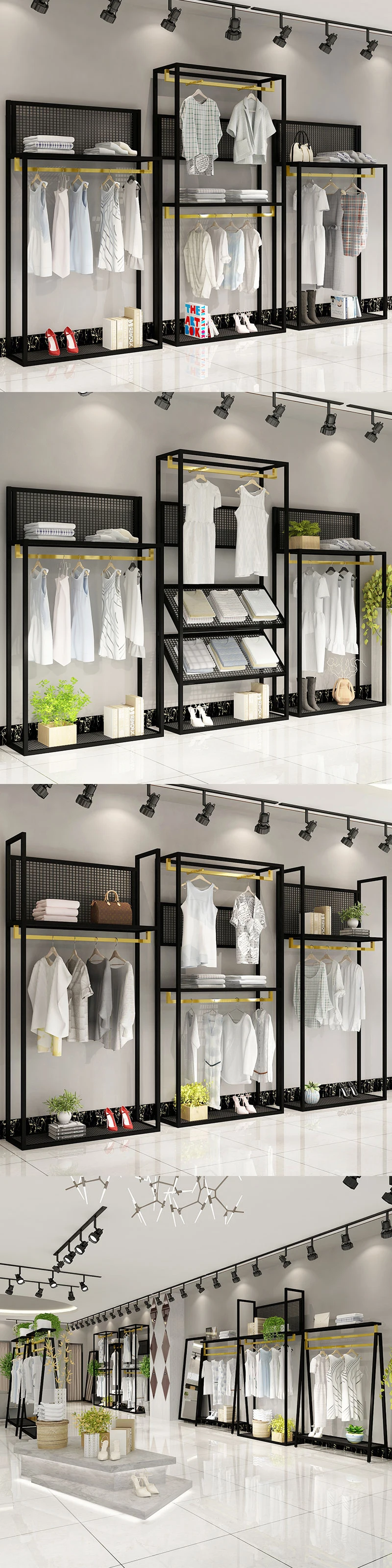 Wholesale Shop Clothing Racks Stand Metal Garment Black Clothing Rack