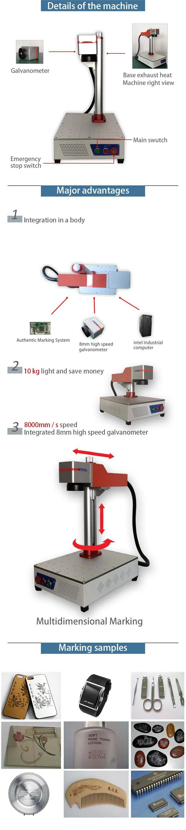 50W Fiber Laser Marking Machine 100W Stainless Steel Engraver Marker Add Axis Metal Cutter for Jewelry Silver Work New Pulsed
