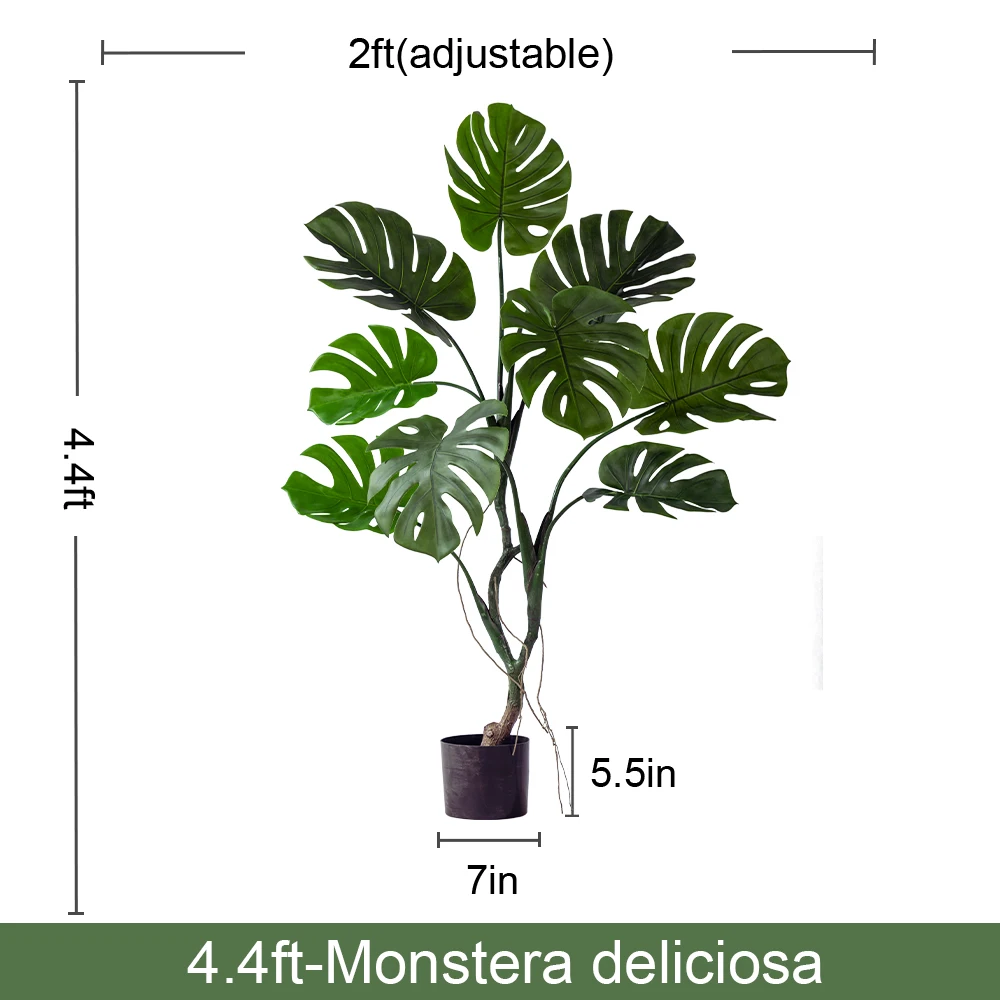 Modern Large Monstera Artificial Trees Realistic Silk Plastic Grass Faux for Indoor Outdoor Hotel Office Decor UV Landscape supplier