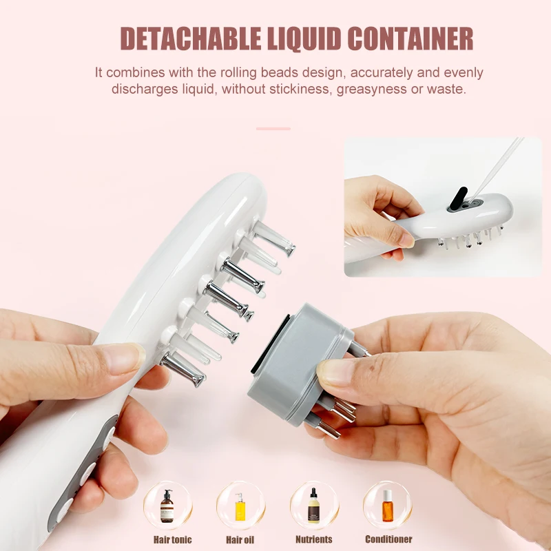 2025 Red and Blue LED Light Growth Comb for Hair Serum Leading-in and Scalp Vibrating Massage Applicator