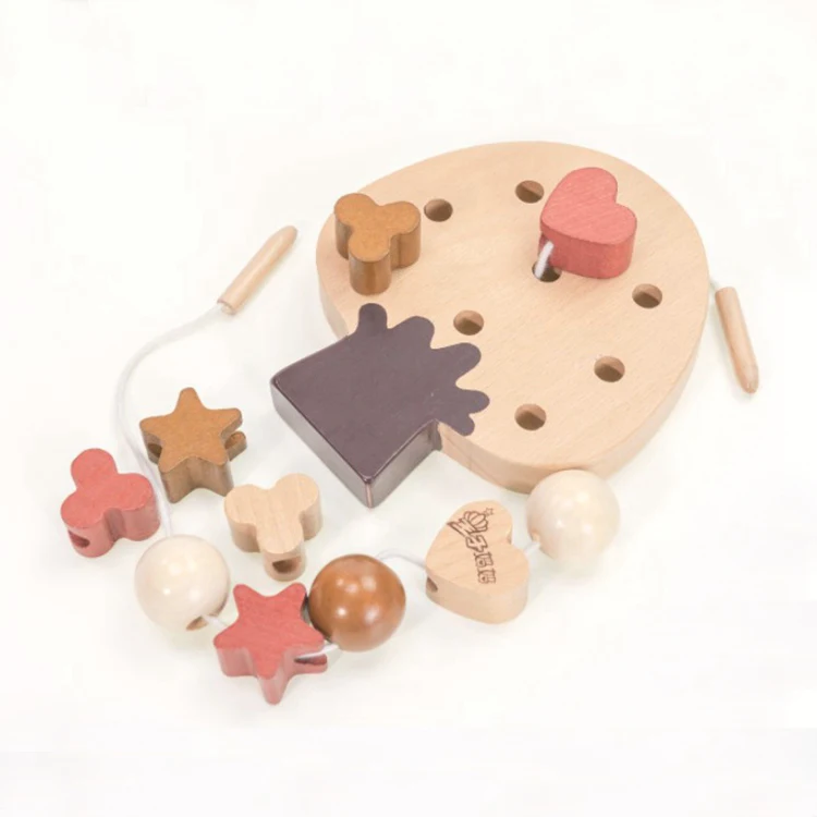 Обучение детей обучение базовым жизненным навыкам нитка шнуровка блоки «сделай сам» деревянная нить навязывающаяся