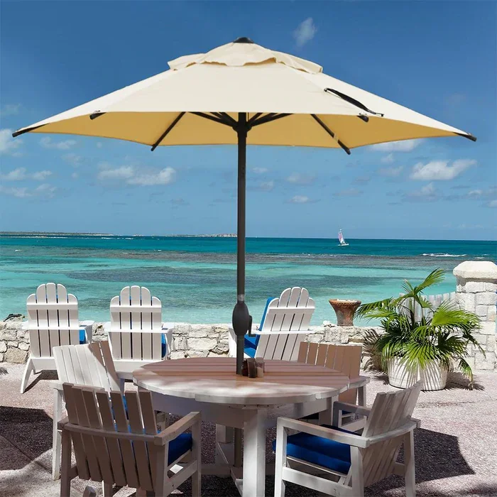 Зонты с центральным полюсом, зонты для коммерческой улицы, внутреннего дворика, круглый зонтик, Прямая поставка с завода, высококачественный открытый пляжный зонтик из алюминия