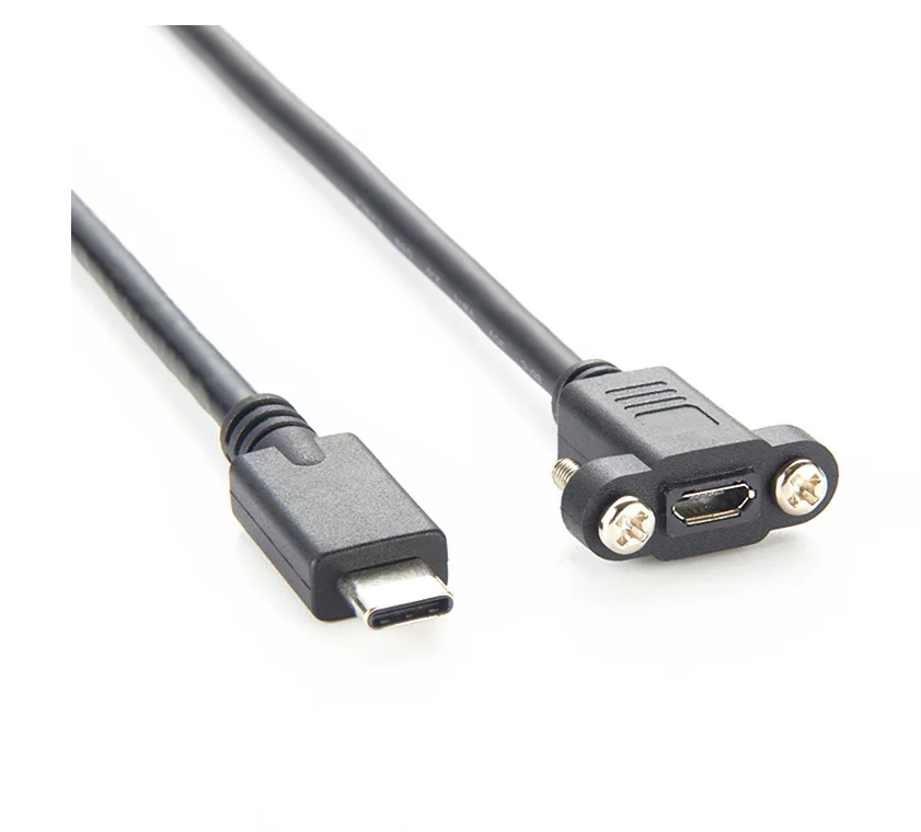 Micro USB Panel Mount to USB 3.1 Type-C Cable