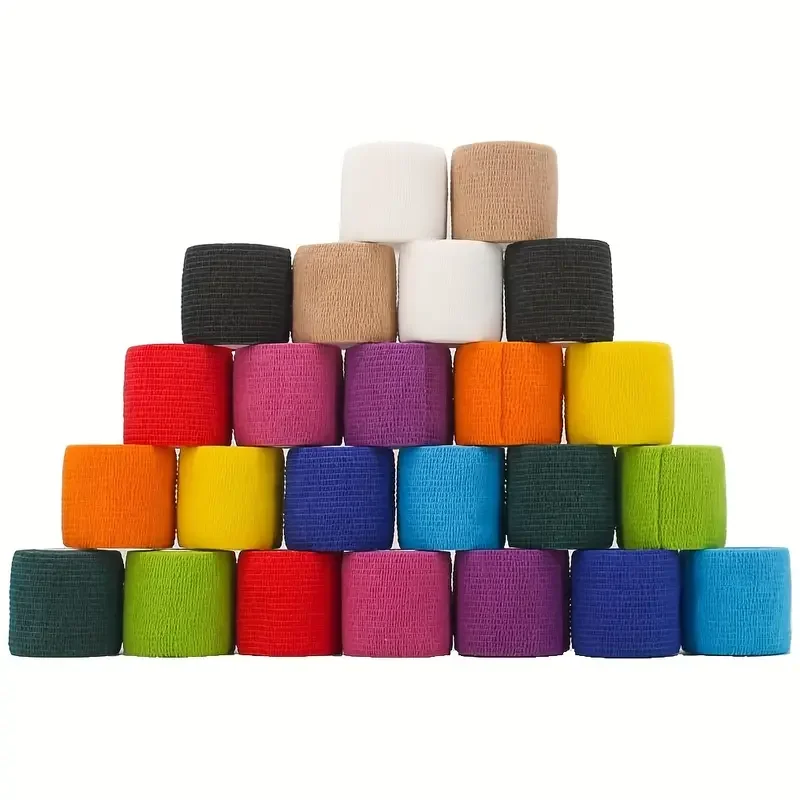 2 Rolls Beige Custom Pattern Elastic Adhesive Bandage Tape Wrap Flexible Stretch Sports Wrap for Ankle Knee Wrist Sprains