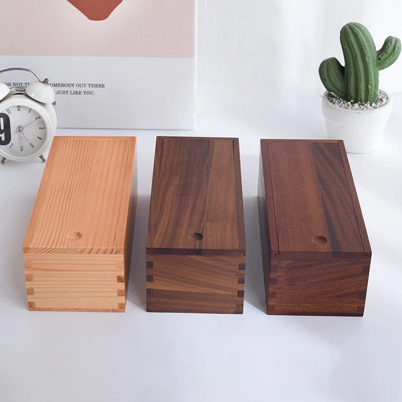Small Unfinished Wooden Pencils Boxes with Sliding Lids Gift Packaging Customized Cheap Wood Slide Top Box