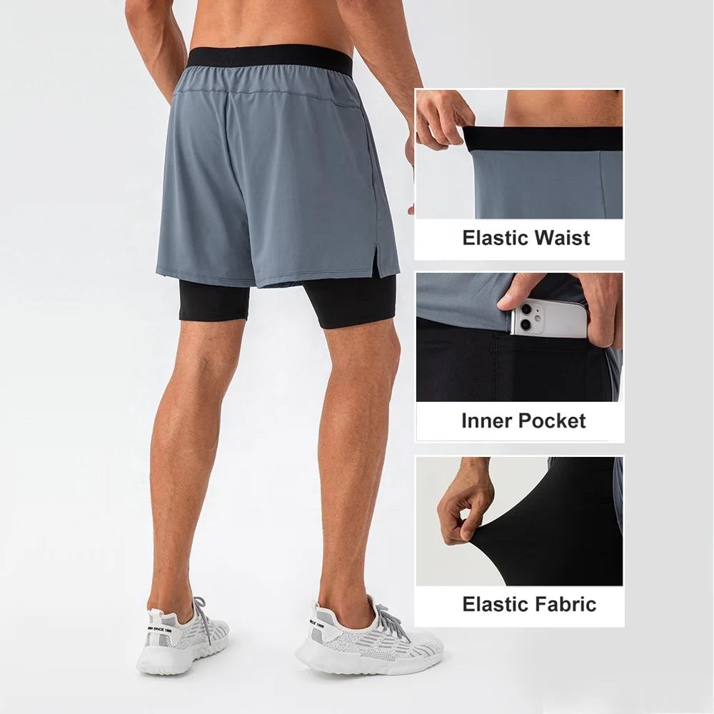 Abbigliamento da palestra Fiess Quick Dry Corsa Allenamento attivo Esercizio Jogging Ciclismo Sport Pantaloncini sportivi da uomo494_voghion.com