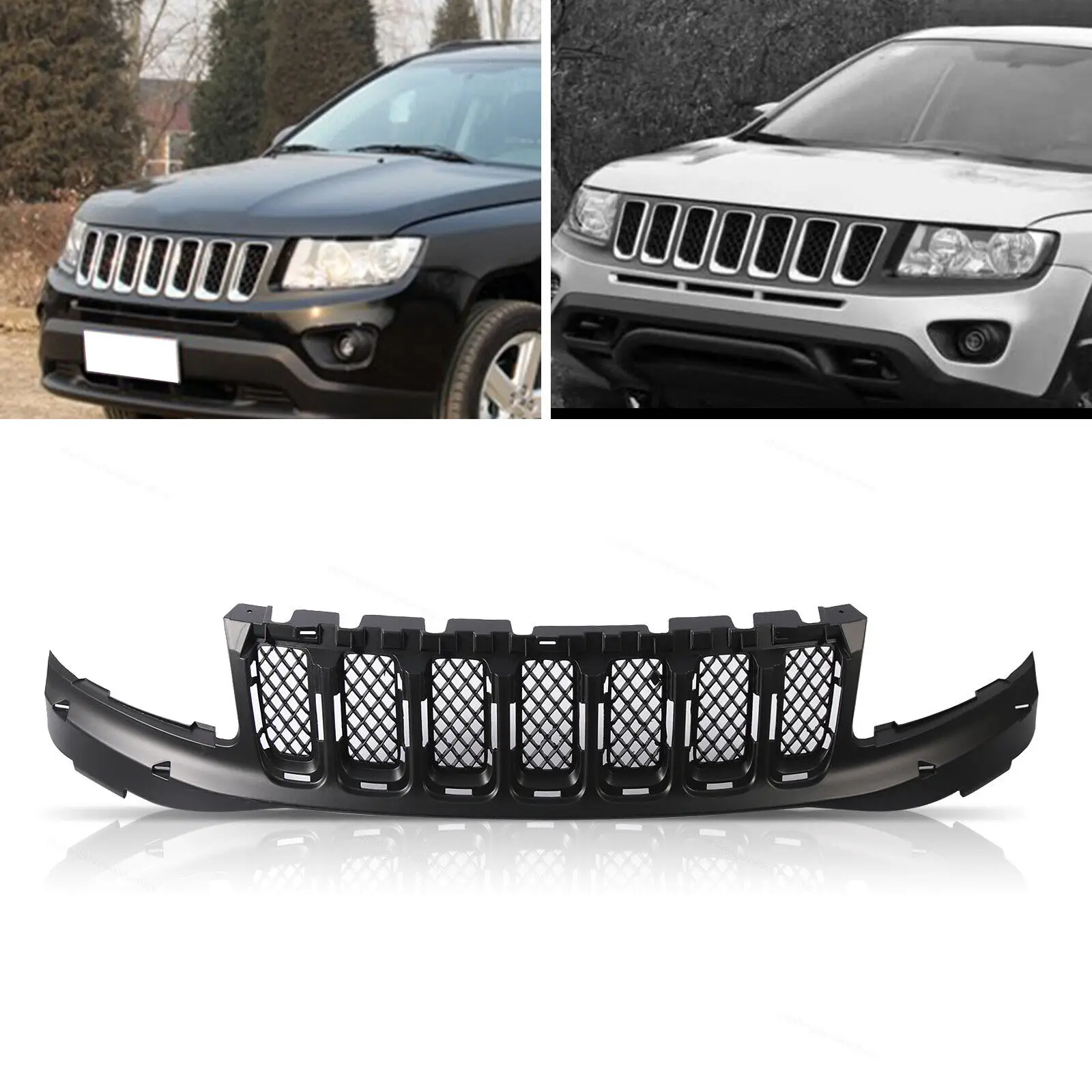 For 2011-2017 Jeep Compass Front Upper Bumper Grille Textured Black 68109866AB