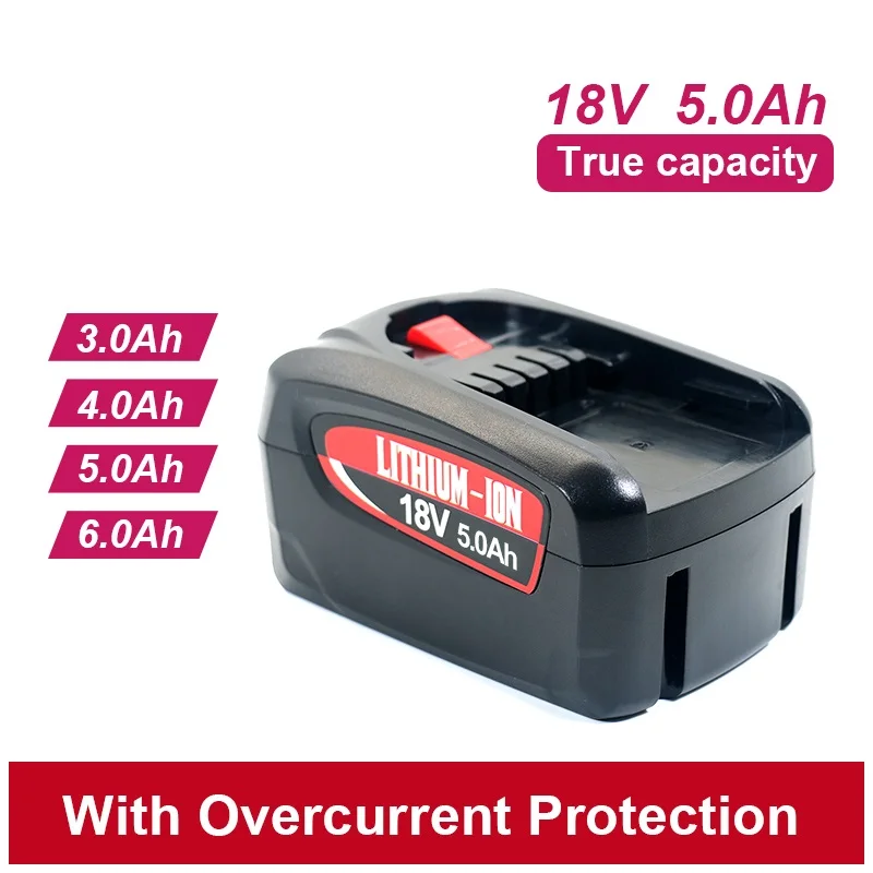 18V 5.0Ah Li-Ion Replacement Battery for 18V Power Tools LED Indicator High Capacity Lithium Ion Pack
