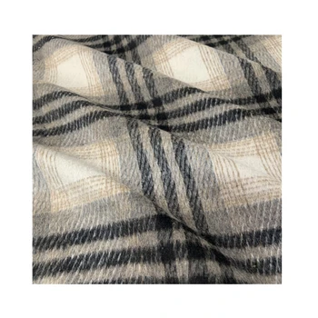Autumn and winter thick cashmere wool blended 30 wool 70 polyester double-sided plaid coffee black dyed large plaid fabric