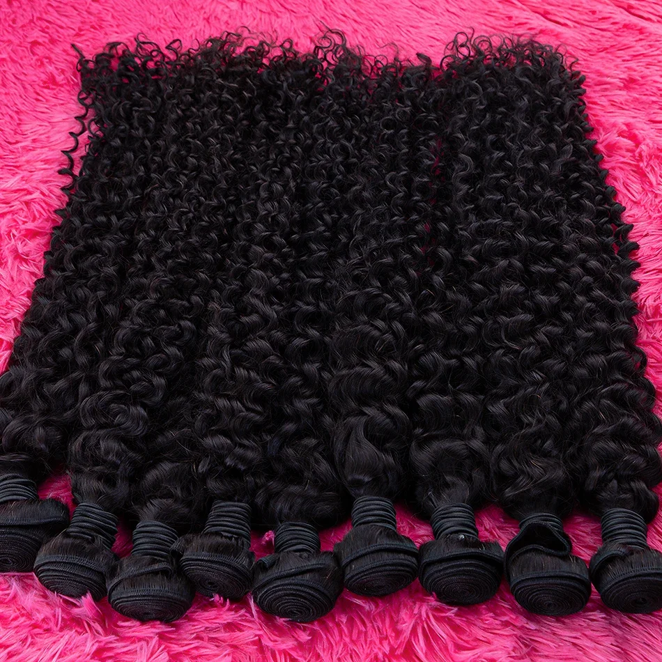 Curly Human Hair Bundles Hair Extensions For Women Natural Black Solid Color Raw Brazilian Braiding Deep Wave 100% Human Hair_voghion.com