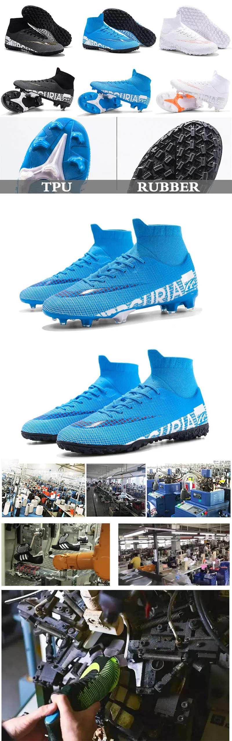 Wholesale Black White Blue Football Boots Soccer Shoes,Men New Soccer