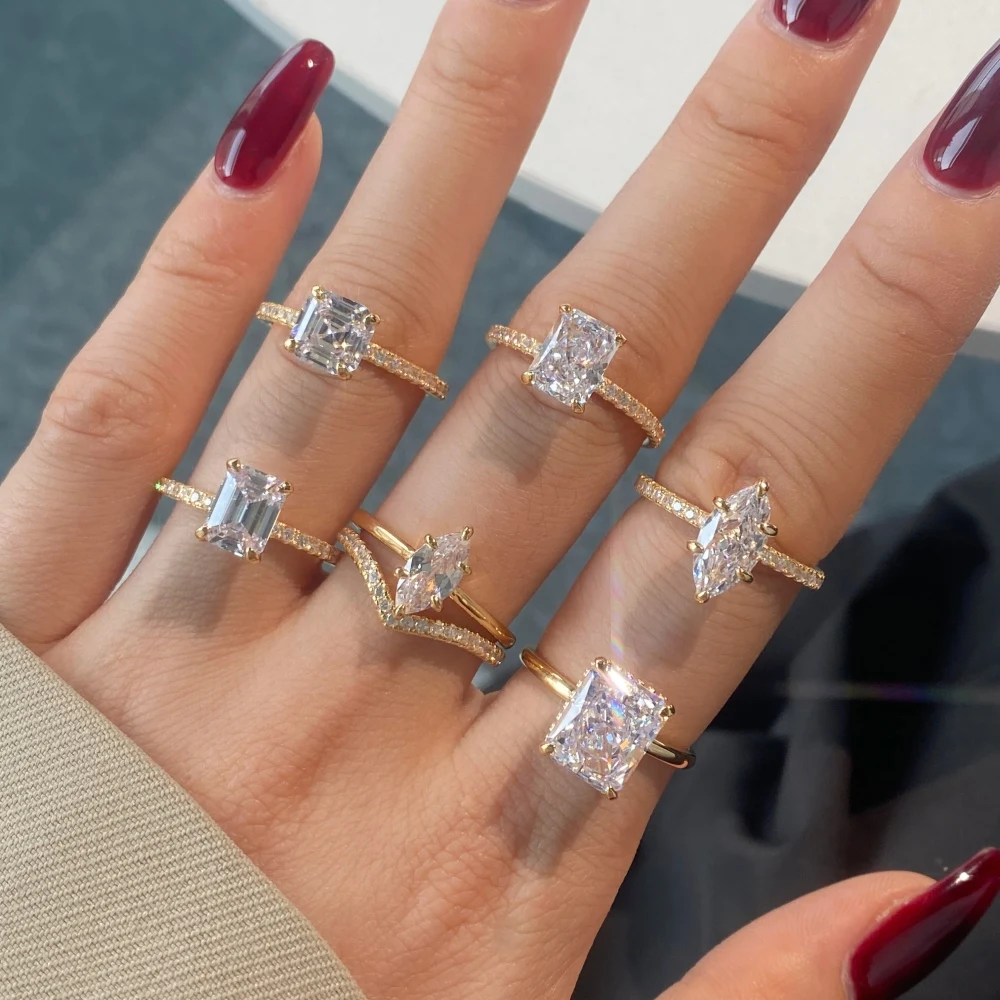 KAKODIY Allure Fine Jewelry Rhodium Champagne Gold Plated 925 Sterling Silver Eternity Band 8A Zirconia Promise Women's Wedding Ring detail 7