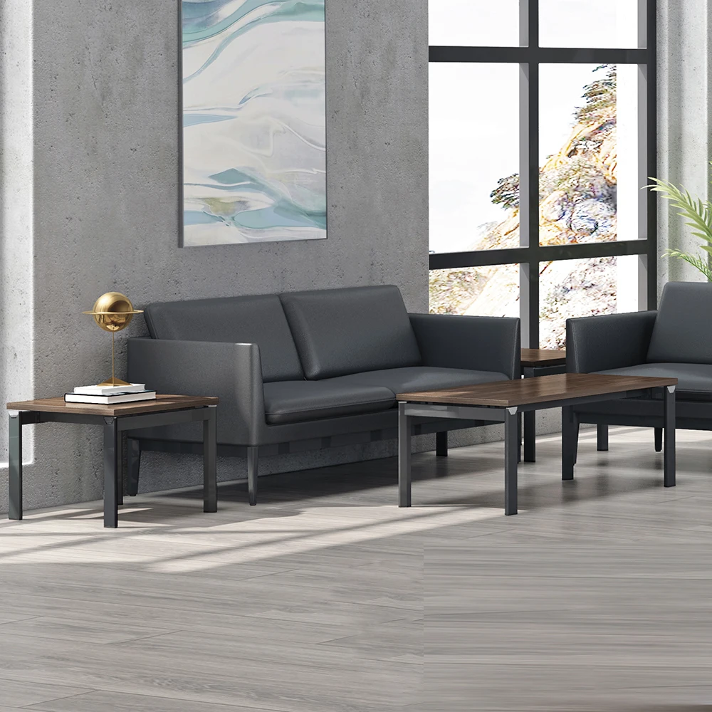 modern simple solid wood coffee table tea table steel feet Home office