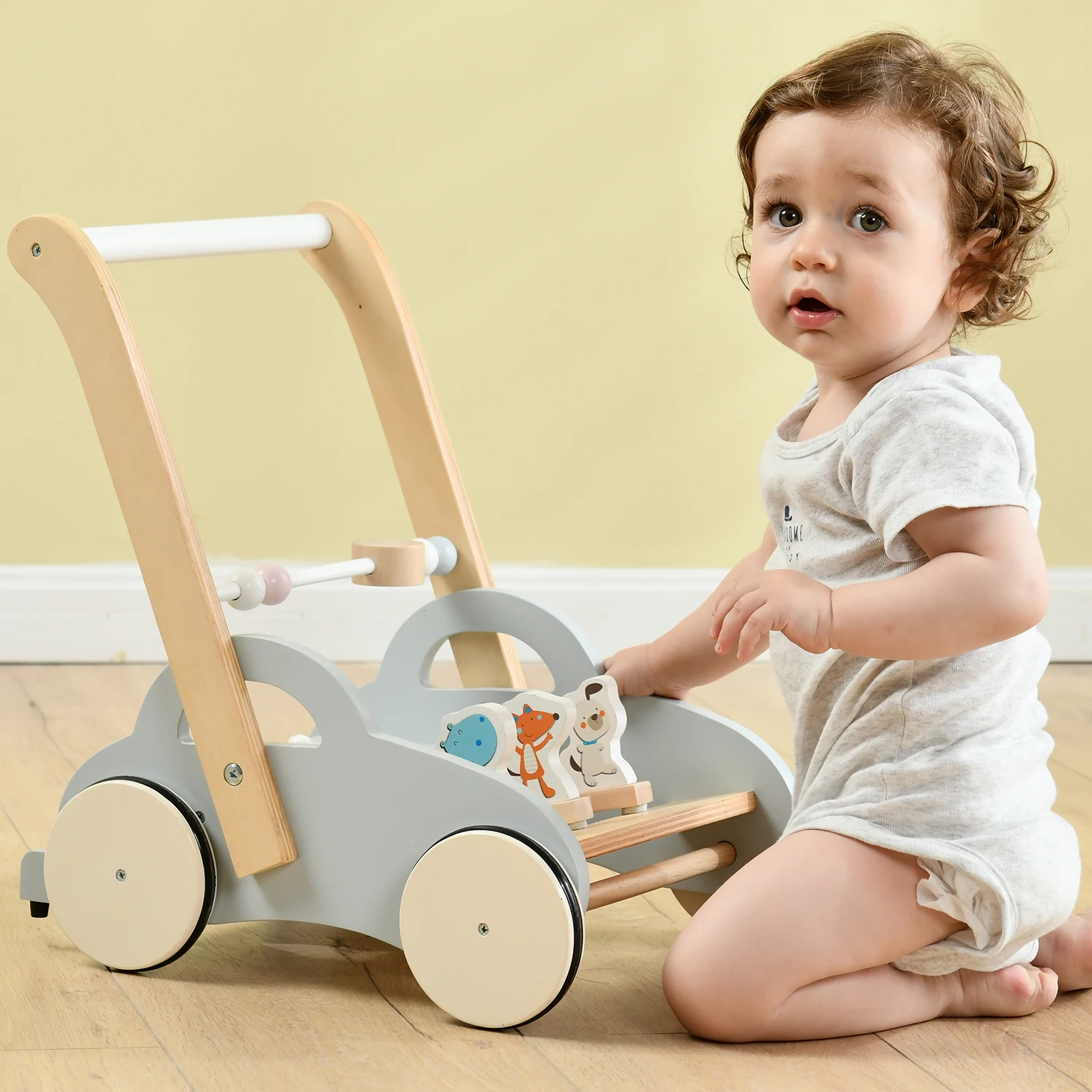 Odorless Paint Wooden Kids Baby Stroller Walker Toys Eco Friendly
