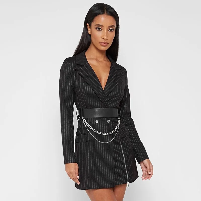 kompensere Hover vores Wholesale W&A fall 2020 vintage clothing women fashion stripe V neck boss  lady dress formal wear From m.alibaba.com