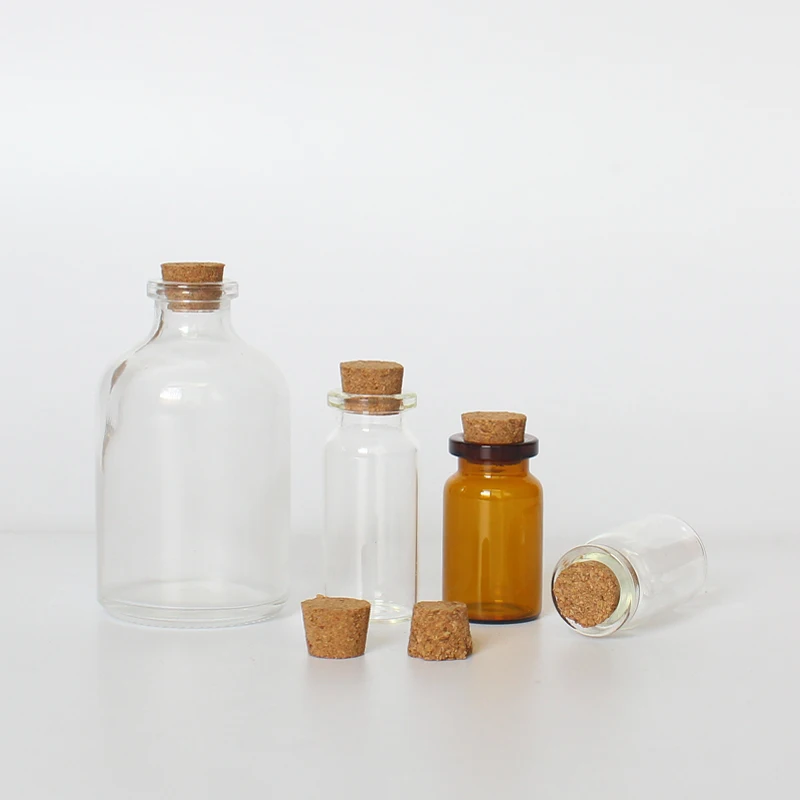 wholesale 50ml 70ml 100ml mini Eco-friendly cork stopper clear glass jar square glass spice bottle for saffron