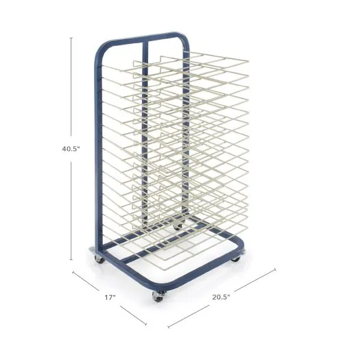 JH-Mech 20 Flexible Shelves with Mobile Cart Easy to Assemble Stable Stackable Metal Drying Rack for Art