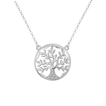 sterling silver material rhodium plated tree of life pendant necklace
