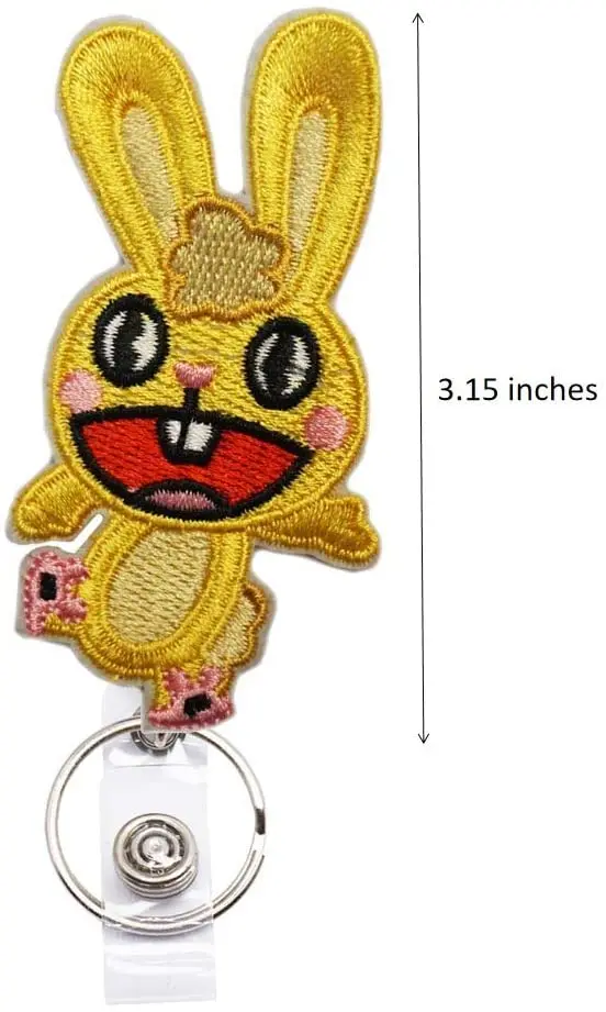 Amazon hot sale Rabbit Bunny Easter Gifts Badge Reels Retractable with Alligator Clip and Key Ring 24 inches Thick Pull Cord