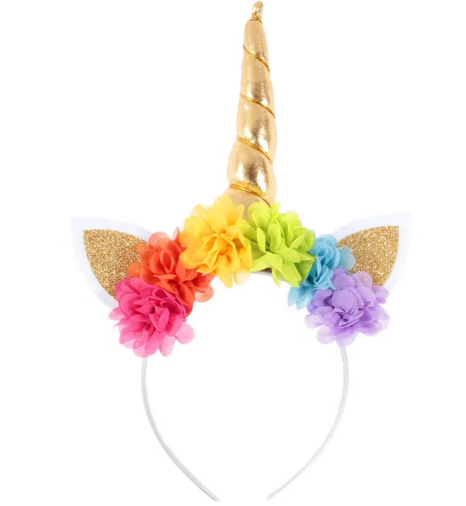 hot sales gold magical unicorn horn head kids child hair