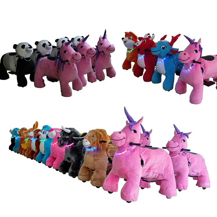 Adult and kid size animal ride kids riding toys plush animal electric scooter for sale