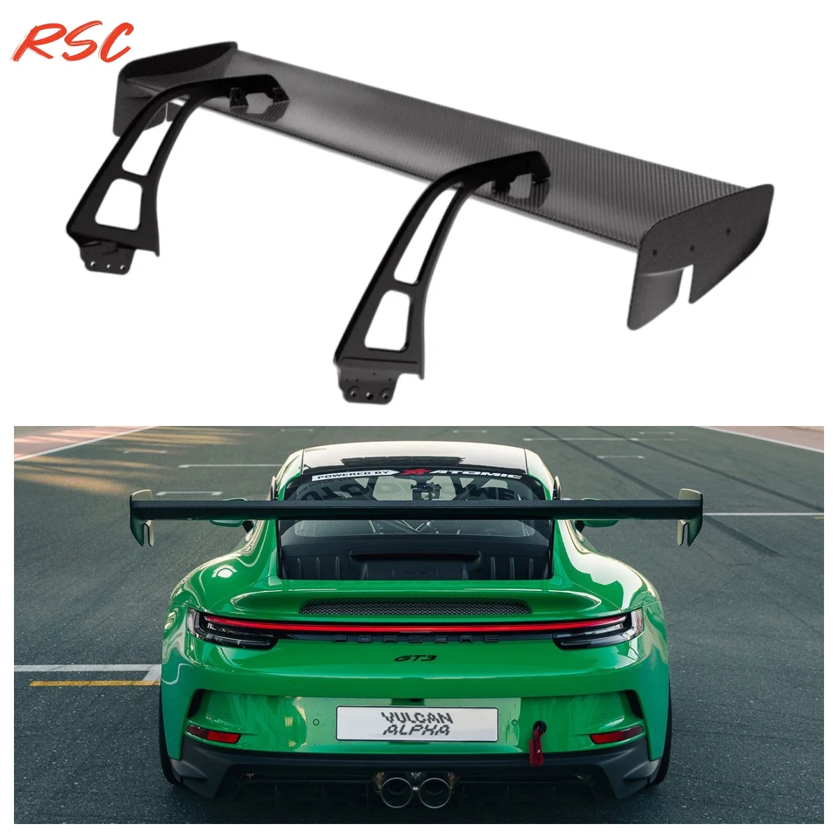 Vulcan Alpha Style Dry Carbon Fiber Rear Racing Track Wing For Porsche 911 992.1 GT3 992.2 GT3 High
