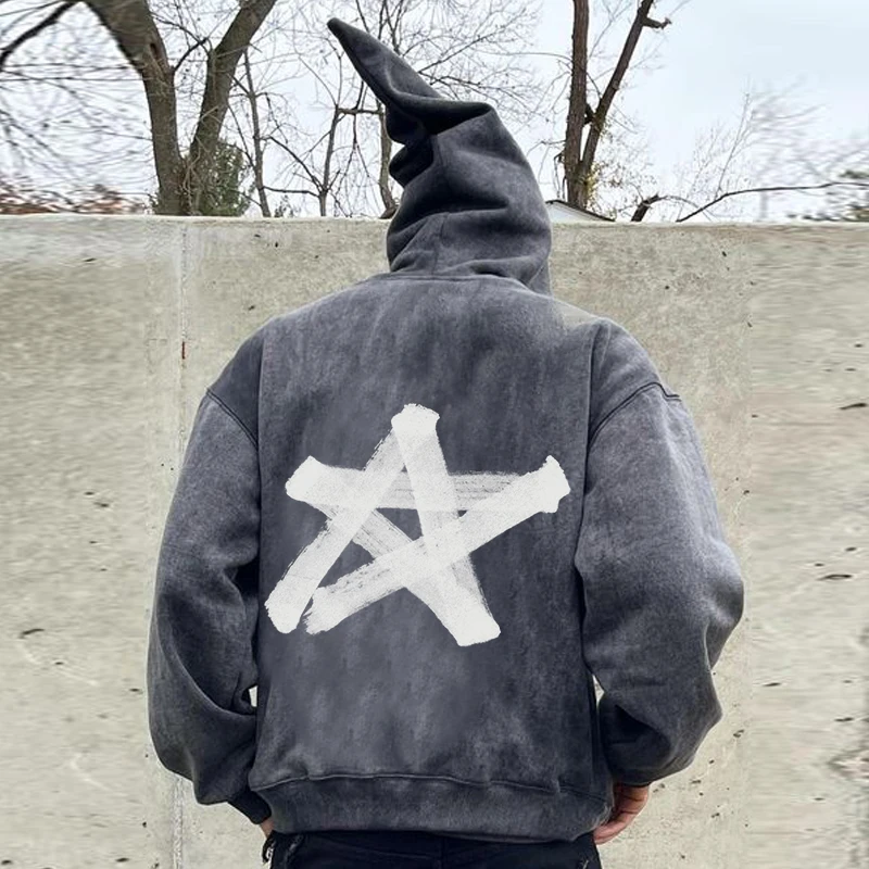 DIZNEW Low Moq Custom Puff Print Hoodies Men Streetwear Black Wash Water studded Denim Hoodie 500 Gsm