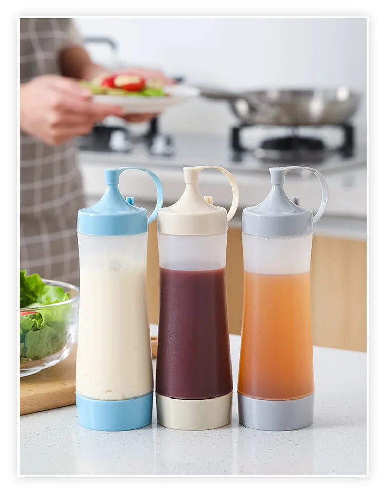 New food grade Squeeze bottle Large caliber plastic salad dressing squeeze bottle household sauce container details